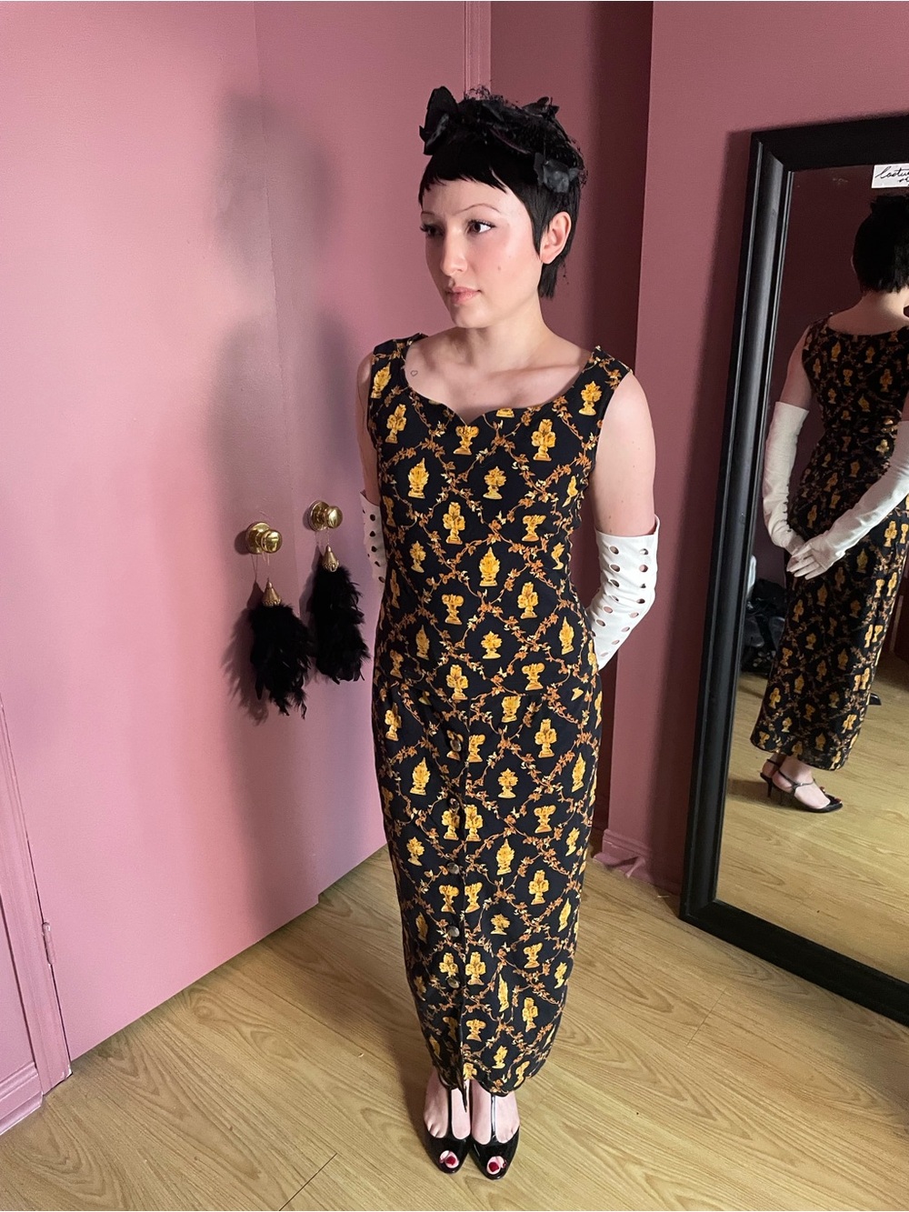 Chantal Thomass Black and Gold Floral 2-Piece Set
